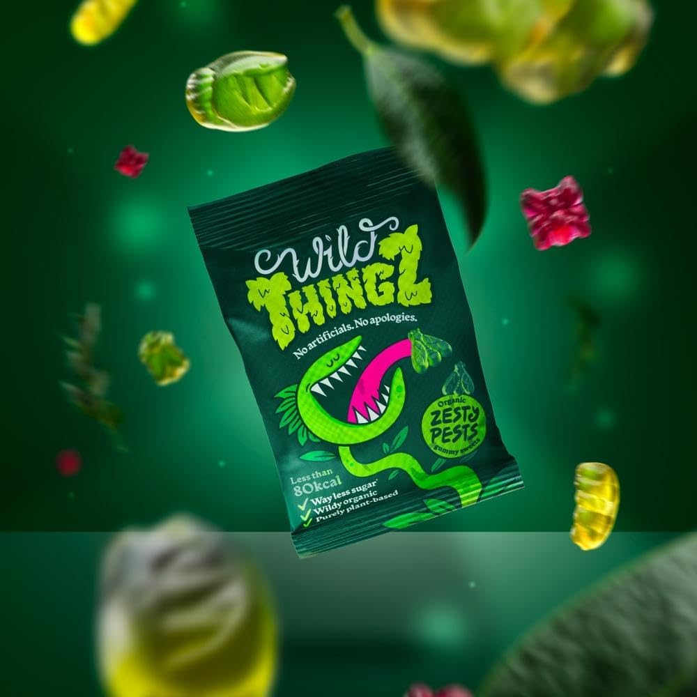 Party Box (Pack of 12) - Wild Thingz Mixed Flavour Organic & Low Sugar Natural Gummy Sweets, Vegan & Gluten Free Party Box - Perfect for Lunchboxes, Parties, Offices or as Gifts 25 g