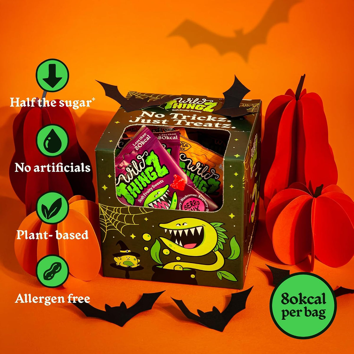 Haloween Box - (Pack of 18) Mixed Flavour Organic & Low Sugar Natural Gummy Sweets, Vegan & Gluten Free - Perfect for a healthier Halloween Trick or Treat