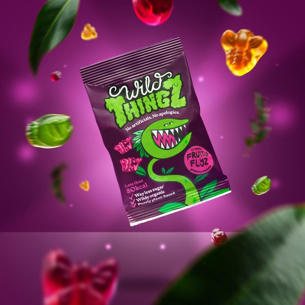 Party Box (Pack of 12) - Wild Thingz Mixed Flavour Organic & Low Sugar Natural Gummy Sweets, Vegan & Gluten Free Party Box - Perfect for Lunchboxes, Parties, Offices or as Gifts 25 g