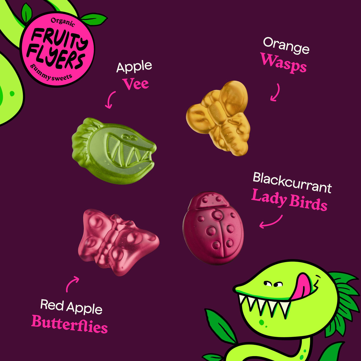 Treat Box - (Pack of 24) Wild Thingz Mixed Flavour Organic & Low Sugar Natural Gummy Sweets, Vegan & Gluten Free Party Box - Perfect for Lunchboxes, Party Bags, Offices or as Gifts 25 g