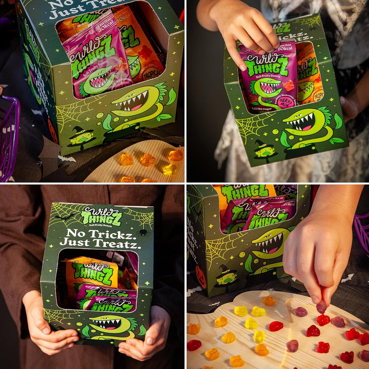 Haloween Box - (Pack of 18) Mixed Flavour Organic & Low Sugar Natural Gummy Sweets, Vegan & Gluten Free - Perfect for a healthier Halloween Trick or Treat