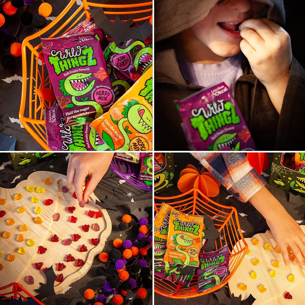 Haloween Box - (Pack of 18) Mixed Flavour Organic & Low Sugar Natural Gummy Sweets, Vegan & Gluten Free - Perfect for a healthier Halloween Trick or Treat